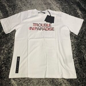 Palm Angels Trouble in Paradise Highlighted White T-Shirt Men’s Size Large